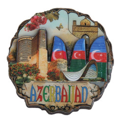 Dairəvi "Azərbaycan" Maqniti | Qız Qalası və Alov Qüllələri ilə Suvenir